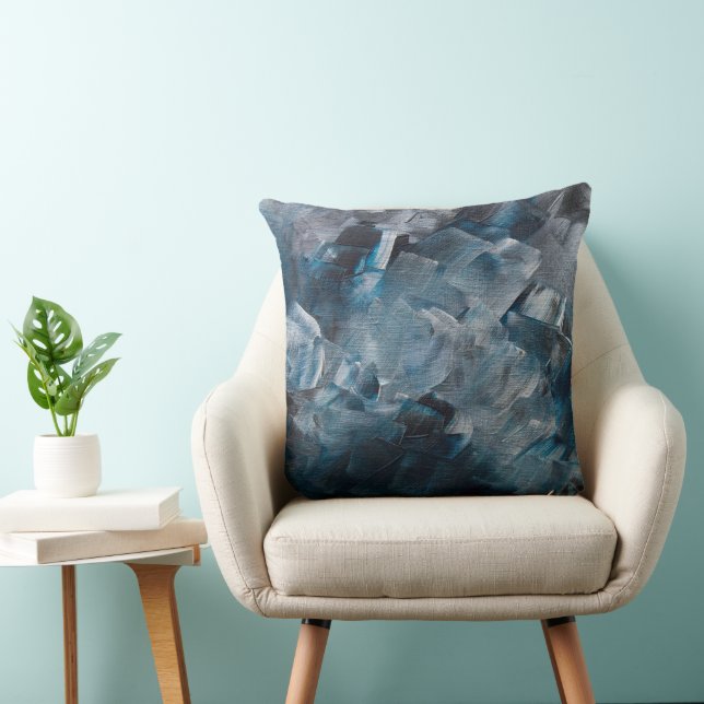 Coussin Coups de pinceau abstraits sombres dans des tons b (Chaise)