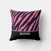 Coussin Coupures de zèbres roses et noires (Verso)