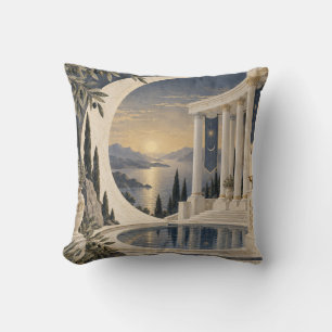 Coussin Cour de la Crescent en ivoire au coucher du soleil