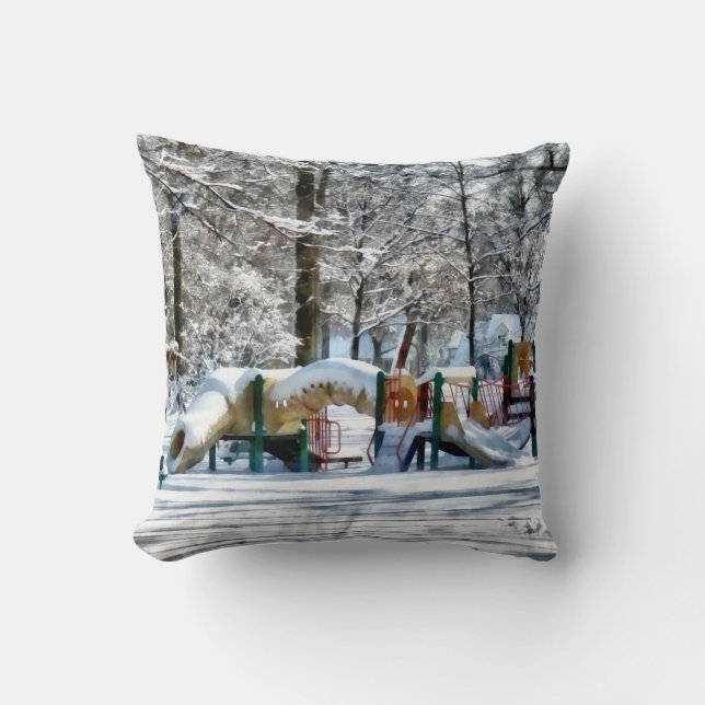 Coussin Cour de récréation hivernale (Recto)