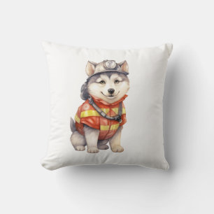 Coussin Courageux pompier Sibérien Husky Chien honorant