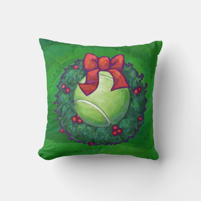 Coussin Courbe de Noël de Tennis Ball sur Green (Recto)