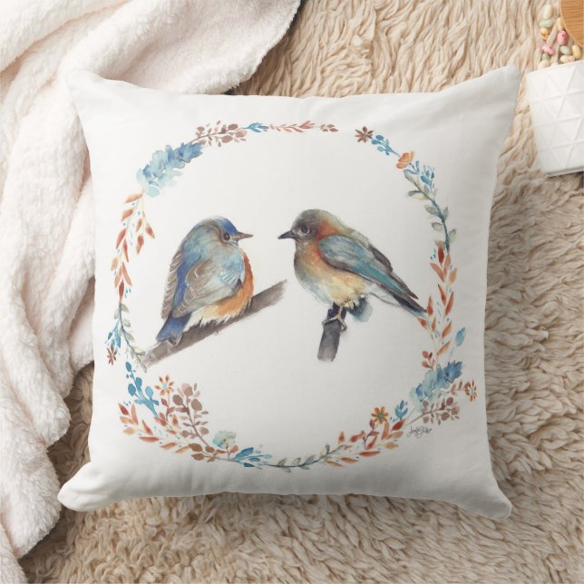 Coussin Courbe florale de l'Est de Couple de Bluebird (Couverture)