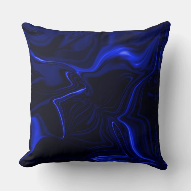 Coussin Courbes bleues dans image bleue foncée (Recto)