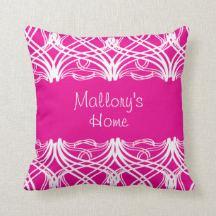 Coussin Courbes Design, Carré rose