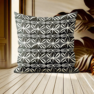 Coussin Courbes élégantes de Boho noir et blanc Lancer l'o