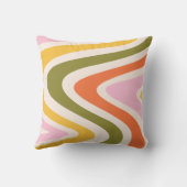 Coussin Courbes les années 70 de couleur rétro (Verso)