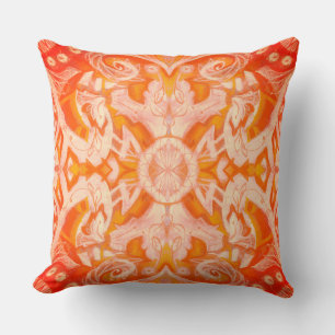 Coussin Courbes & Lotus, motif abstrait, orange jaune