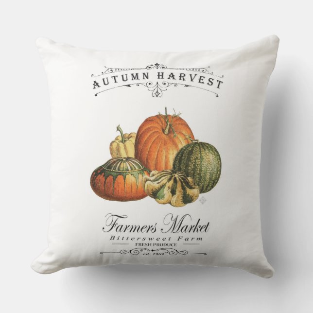 Coussin courges et citrouille vintages modernes de chute (Recto)