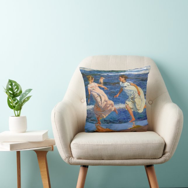 Coussin Courir le long de la plage par Joaquin Sorolla (Chaise)