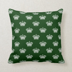 Coussin Couronne 01 - Blanc sur Forest Green foncé