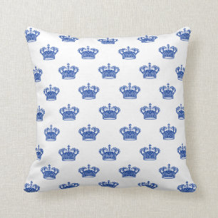 Coussin Couronne 01 - Bleu marine sur le blanc
