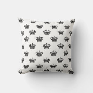 Coussin Couronne 01 - Noir sur blanc