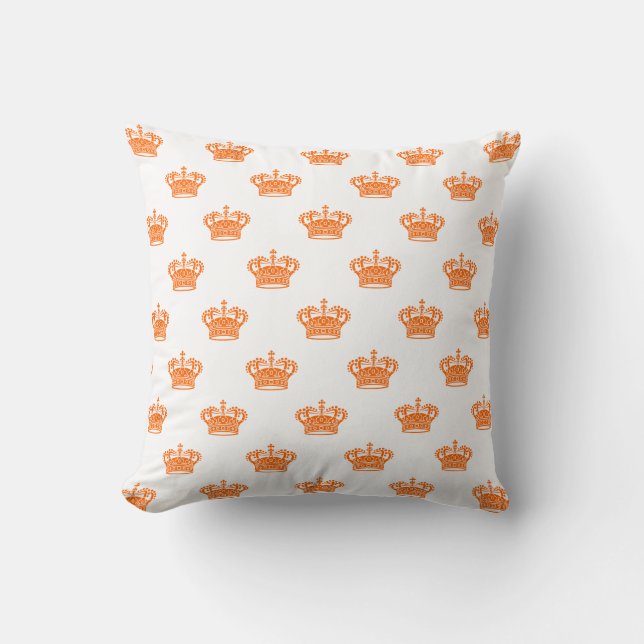 Coussin Couronne 01 - Orange sur blanc (Recto)