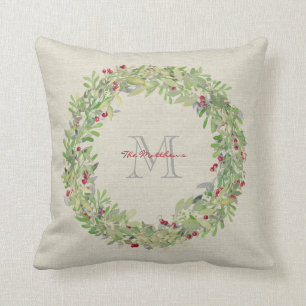 Coussin Couronne avec nom et initiale monogrammés