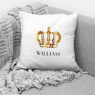 Coussin Couronne blanche en or personnalisée