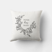 Coussin Couronne botanique de lettre de script d'amour sim (Verso)