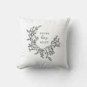 Coussin Couronne botanique de mariage avec lettrage Simple (Recto)