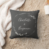 Coussin Couronne botanique noire Calligraphie Personnalisé (Couverture)