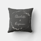 Coussin Couronne botanique noire Calligraphie Personnalisé (Verso)