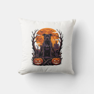 Coussin Couronne de citrouilles de Pitbull noir Halloween