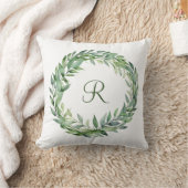 Coussin Couronne de feuilles de eucalyptus vert Monogram (Couverture)
