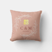 Coussin Couronne de feuilles rose poussiéreuse boho pour m (Recto)