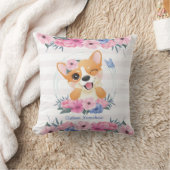 Coussin Couronne de fleurs de chien Corgi mignon Papillon (Couverture)
