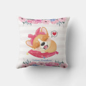 Coussin Couronne de fleurs de chien Corgi mignon Papillon (Verso)