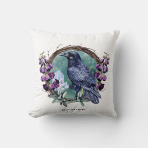 Coussin Couronne de fleurs violettes Celestial Raven Cryst