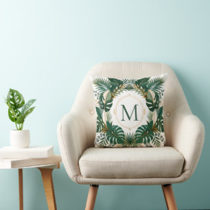 Coussin Couronne de monogramme botanique tropical personna