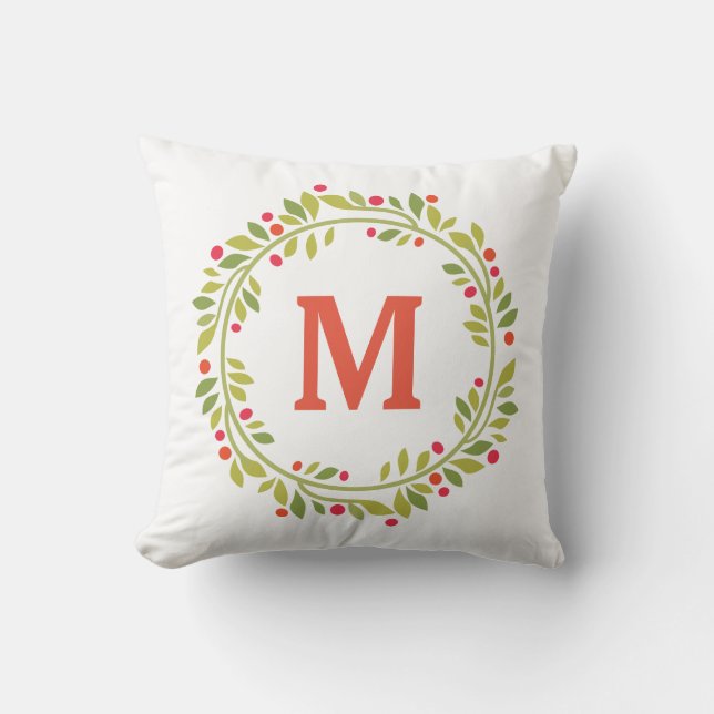 Coussin Couronne de monogramme floral moderne (Recto)