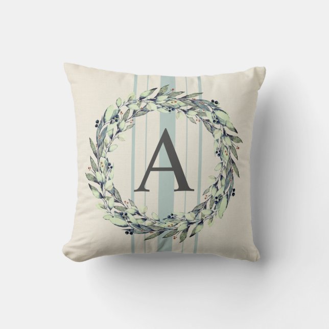 Coussin Couronne de monogramme initiale rustique de ferme  (Recto)