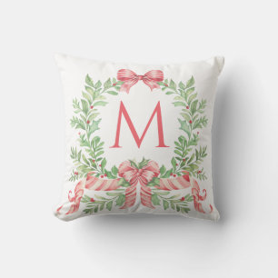 Coussin Couronne de Noël à monogramme
