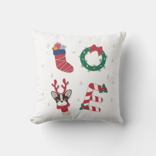 Coussin Couronne de Noël de chiots mignons d'amour