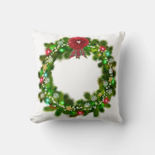 Coussin Couronne de Noël décorée festive