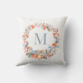 Coussin Couronne de Noël élégante monogramme bleu poussiér (Verso)