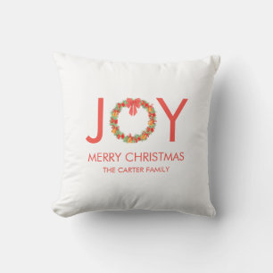 Coussin Couronne de Noël Joyeuse Famille