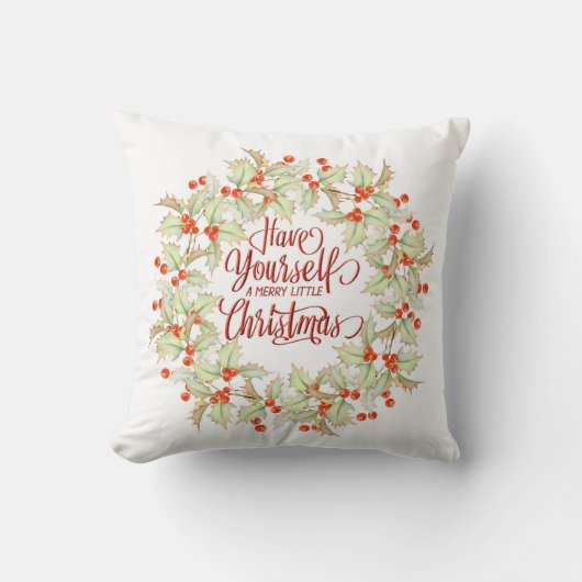 Coussin Couronne de Noël joyeux (Recto)