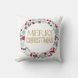 Coussin couronne de Noël Joyeux voeux de Noël