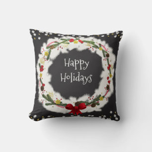 Coussin Couronne de Noël rustique en pin blanc Élégante de