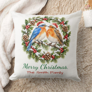 Coussin Couronne de Noël rustique pour amoureux personnali