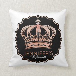 Coussin Couronne de parties scintillantes de rose d'or