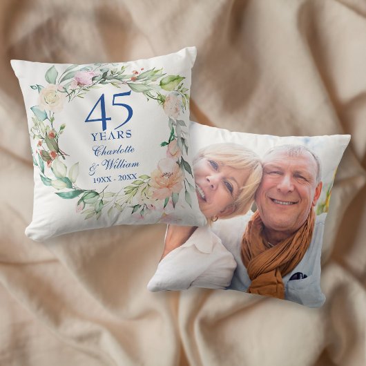 Coussin Couronne de roses 45e 65e anniversaire de mariage