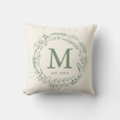 Coussin Couronne de verdure botanique Monogramme Établi (Recto)