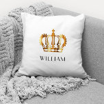 Coussin Couronne d'or personnalisée Blanc<br><div class="desc">Oreiller à lancer blanc Personnalisé Couronne Or Personnalisé.</div>