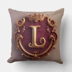 Coussin Couronne élégante en lettres dorées sur cadre en v