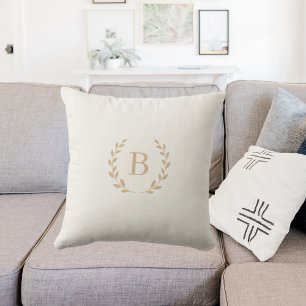 Coussin Couronne élégante monogramme or ivoire
