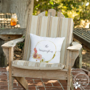 Coussin Couronne Fleur sauvage personnalisée avec nom de f