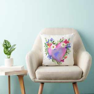 Coussin Couronne florale aquarelle jolie
